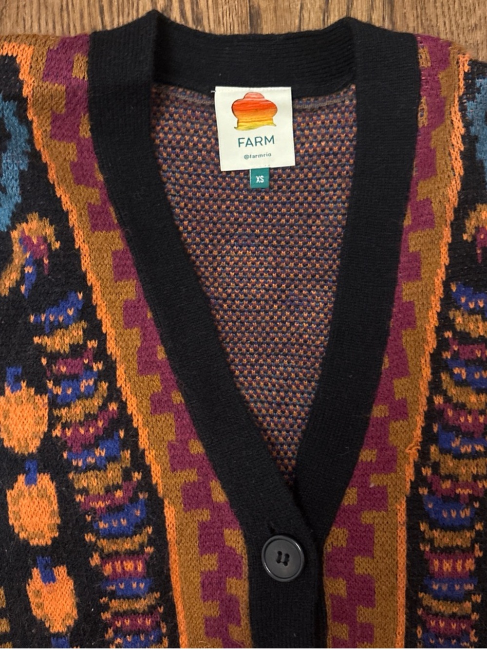 Farm Rio Multicolor Patterned Cardigan with Button Front size XS - Picture 4 of 4